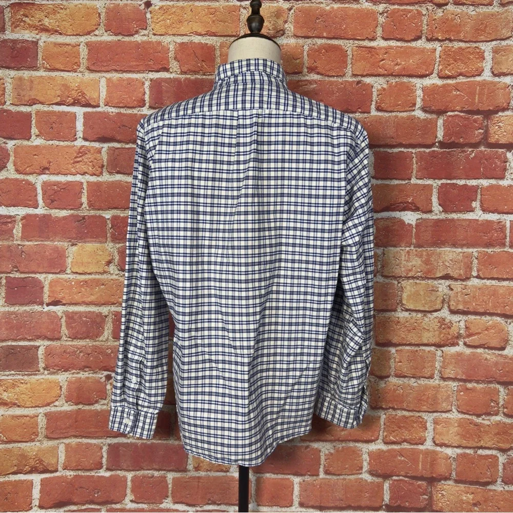 J.‎ Crew Slim Oxford Blue Yellow Plaid Business Casual Button Down Shirt Size XL